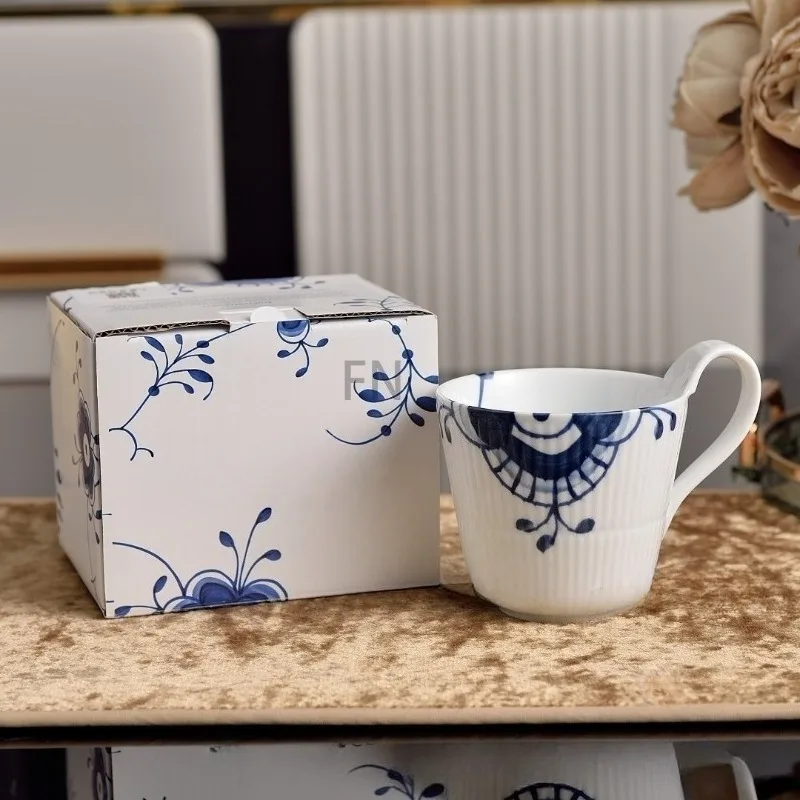 Coffee Tea Gift Set - ชุดแก้วกาแฟลายดอกปาล์มสไตล์นอร์ดิก พร้อมจานรอง ถ้วยชา เซรามิกพอร์ซเลน แก้วอเนกประสงค์ กาน้ำชา