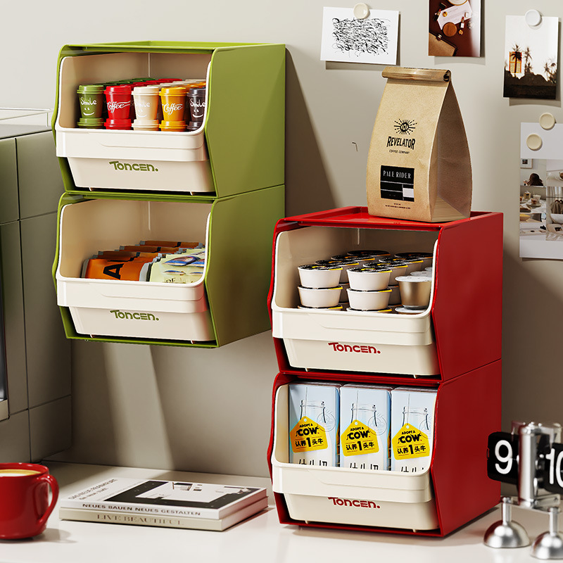 Coffee Tea Box - ผู้ถือแคปซูลกาแฟซ้อนเดสก์ท็อปกล่องเก็บติดผนังถุงชากาแฟแคปซูลชั้นเก็บผู้ถือปากกาแต่งหน้ากล่อง