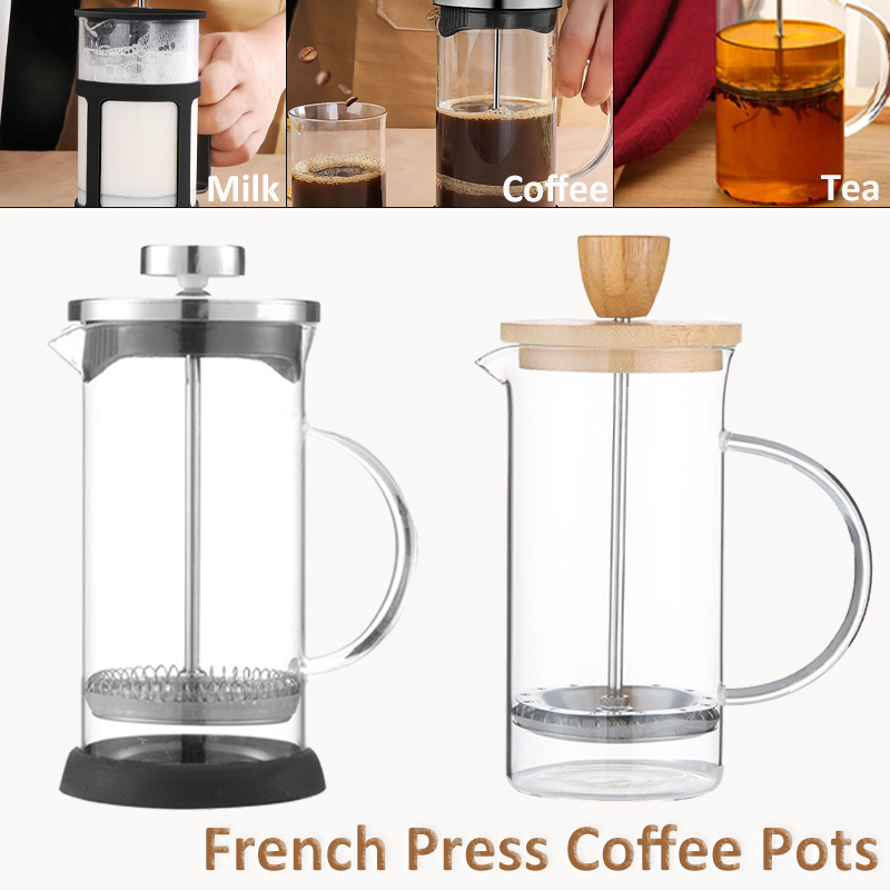 French Press Coffee & Tea - 350-1000ml กาแฟกดฝรั่งเศสหม้อแก้วสแตนเลสเครื่องชงกาแฟแก้ว Borosilicate ทนความร้อนกาแฟหม้อ Percolator