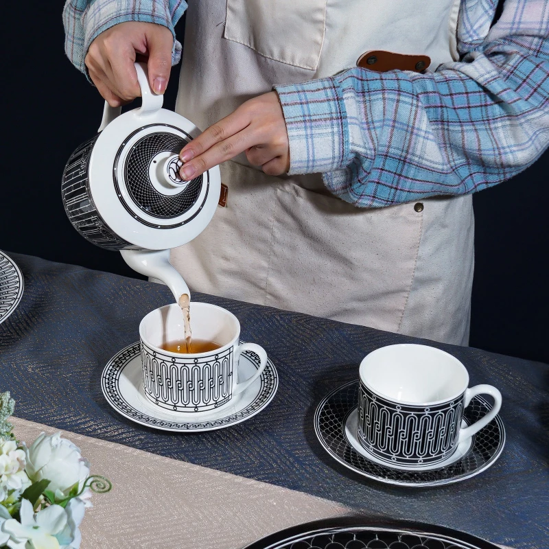 Coffee Tea Box - ชุดน้ำชาสไตล์ยุโรปเรียบง่าย ถ้วยกาแฟเซรามิก ชุดถ้วยกาแฟและจานรองสไตล์อังกฤษสุดหรู พร้อมกล่องของขวัญ