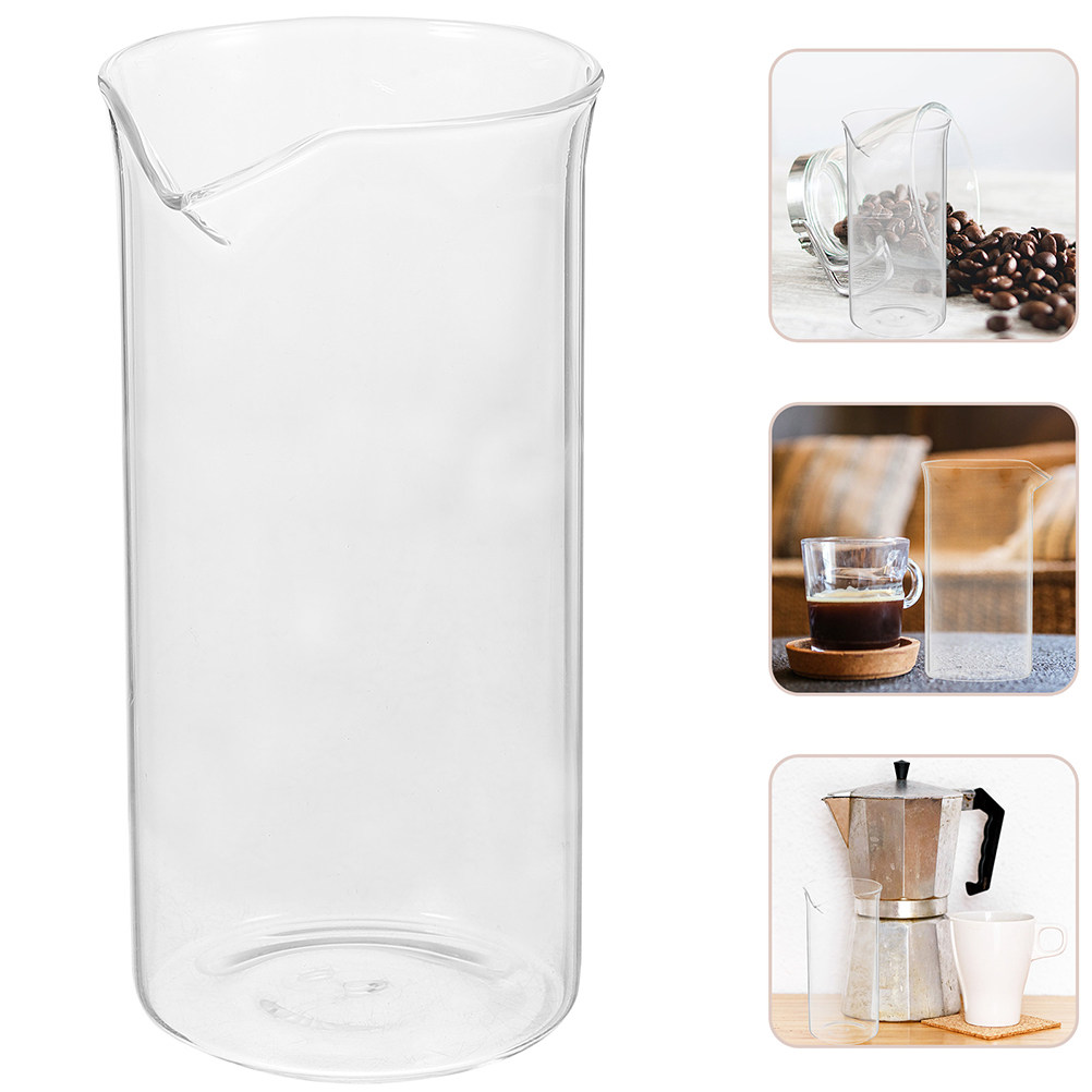 Coffee Tea Replacement - ถ้วยสำรองหม้อกดกาแฟแก้วแข็งแรงทนทาน โปร่งใส ทนความร้อน สำหรับชงกาแฟและชา พร้อมด้ามจับถนัดมือ ทำความสะอาดง่าย