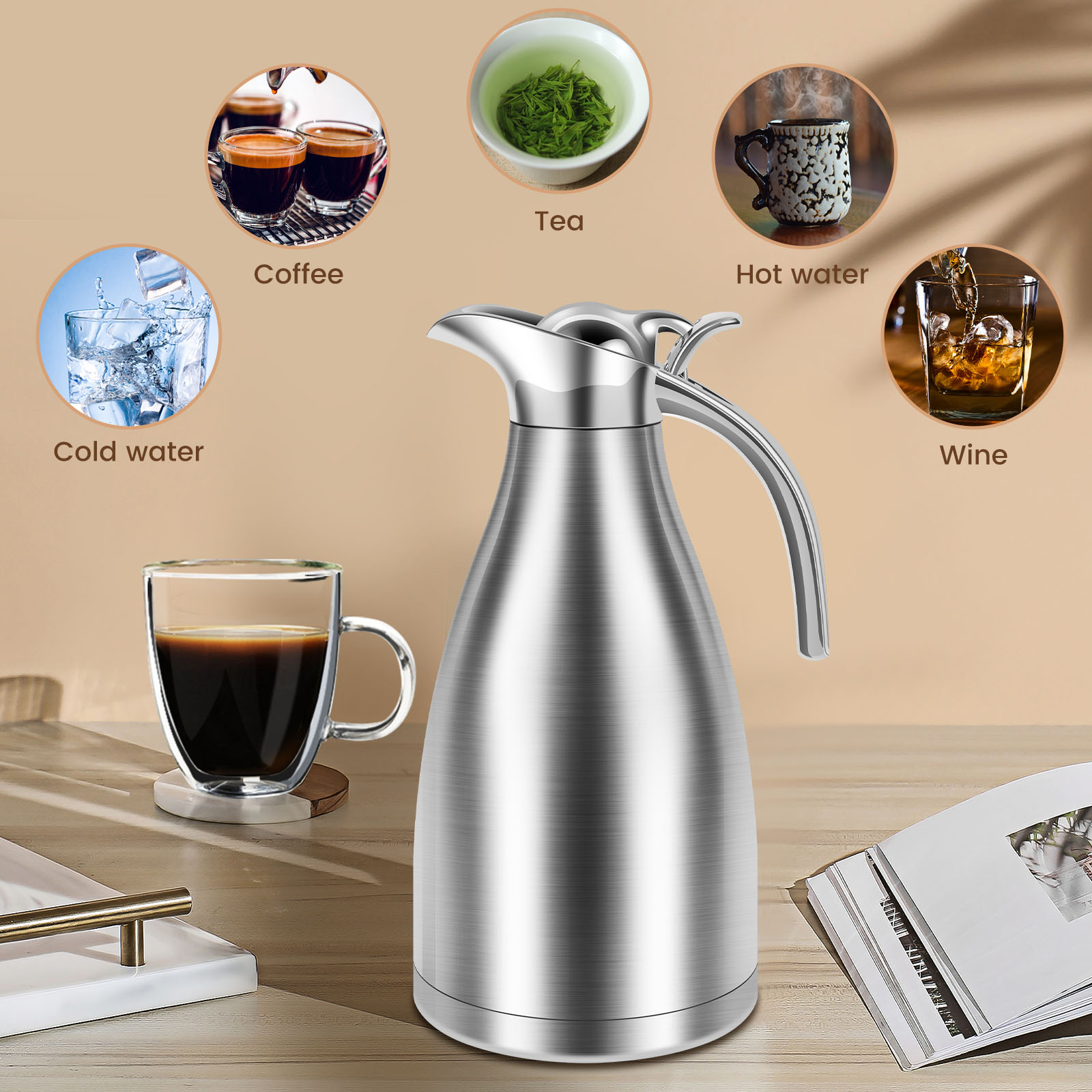 กระติกน้ำร้อนสแตนเลสขนาด 2000  - Coffee Tea Water Heater บทวิจารณ์และราคา