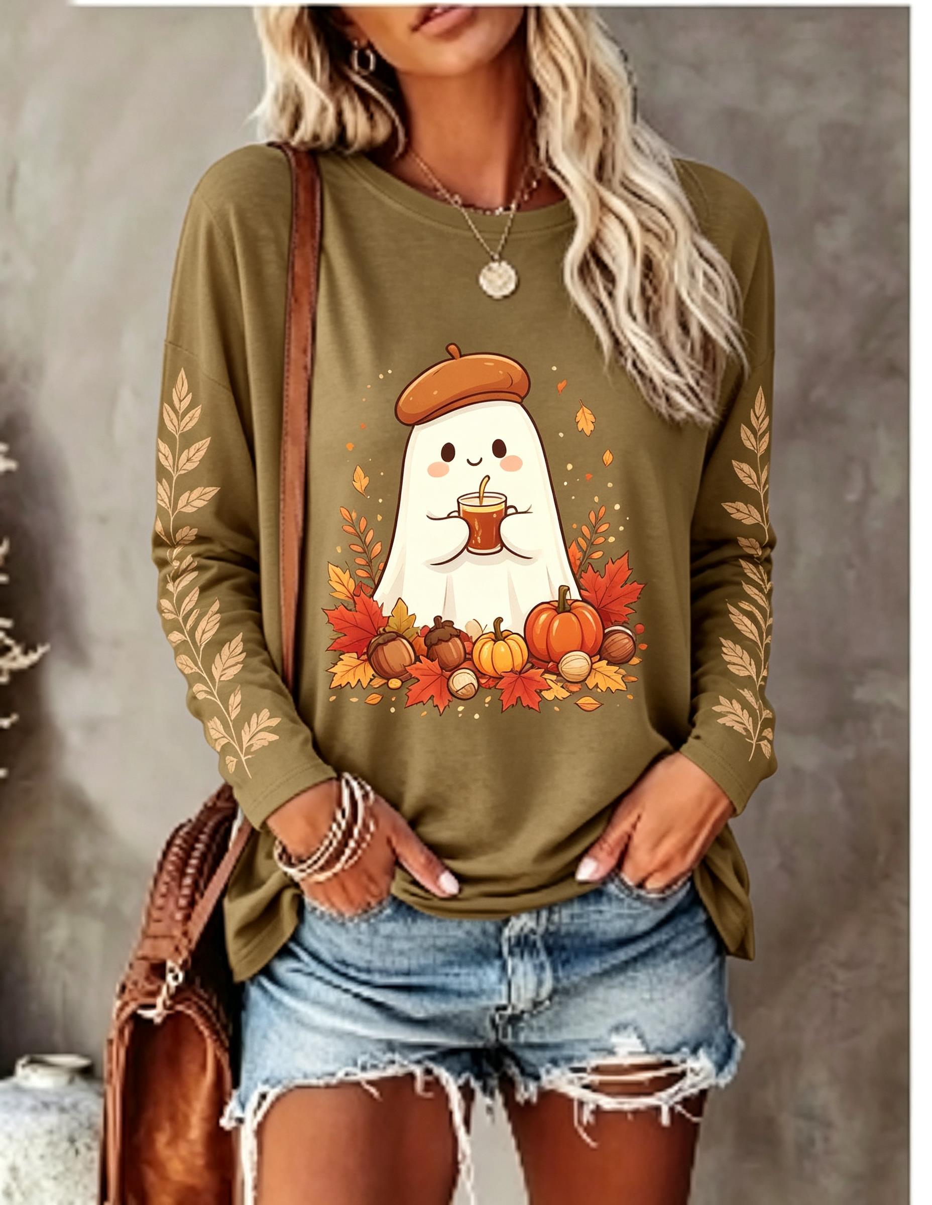 เสื้อยืดแขนยาวผู้หญิง ลายคริสต - Coffee & Tea Ken'S House บทวิจารณ์และราคา
