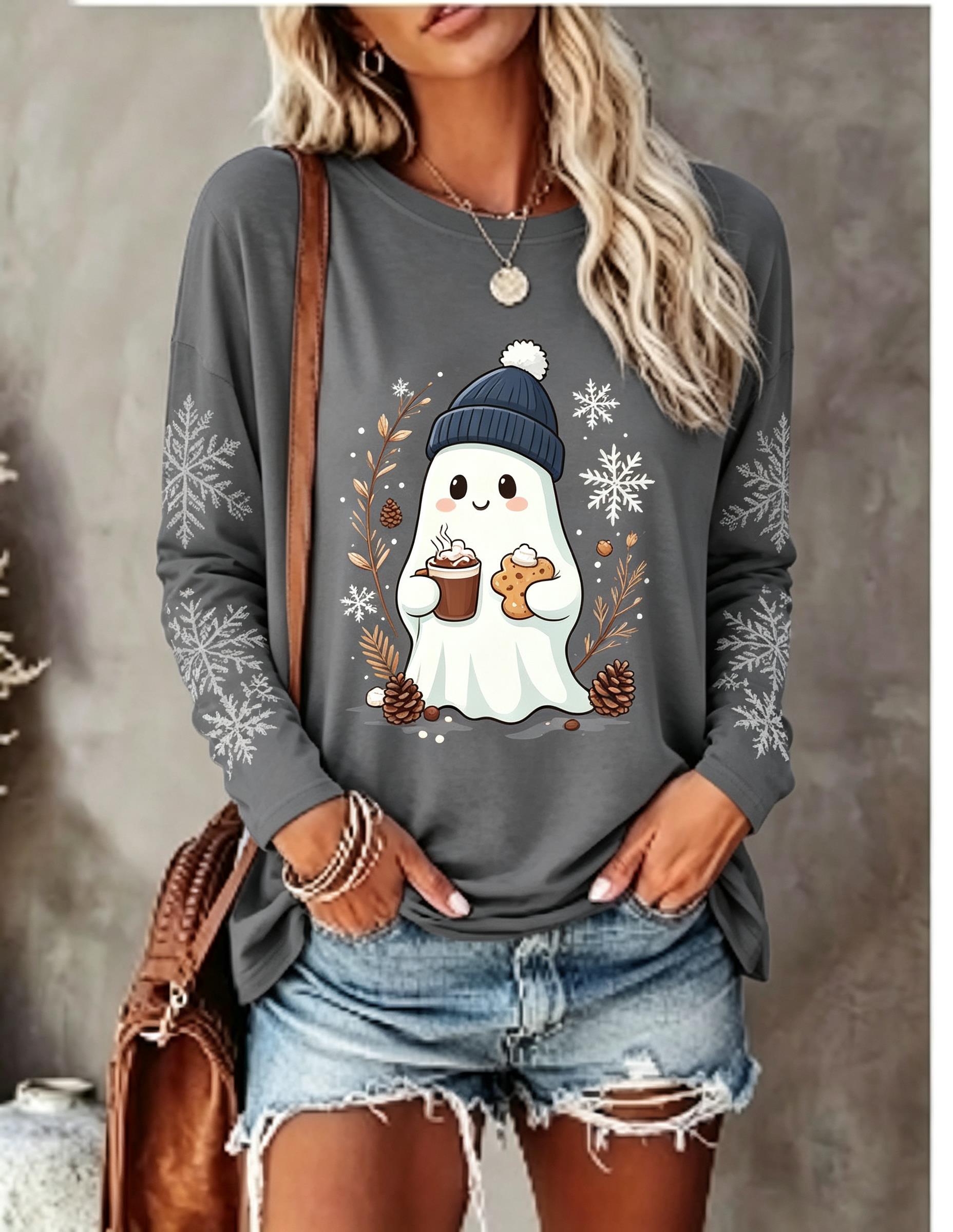 เสื้อยืดแขนยาวผู้หญิง ลายคริสต - Coffee & Tea Ken'S House บทวิจารณ์และราคา