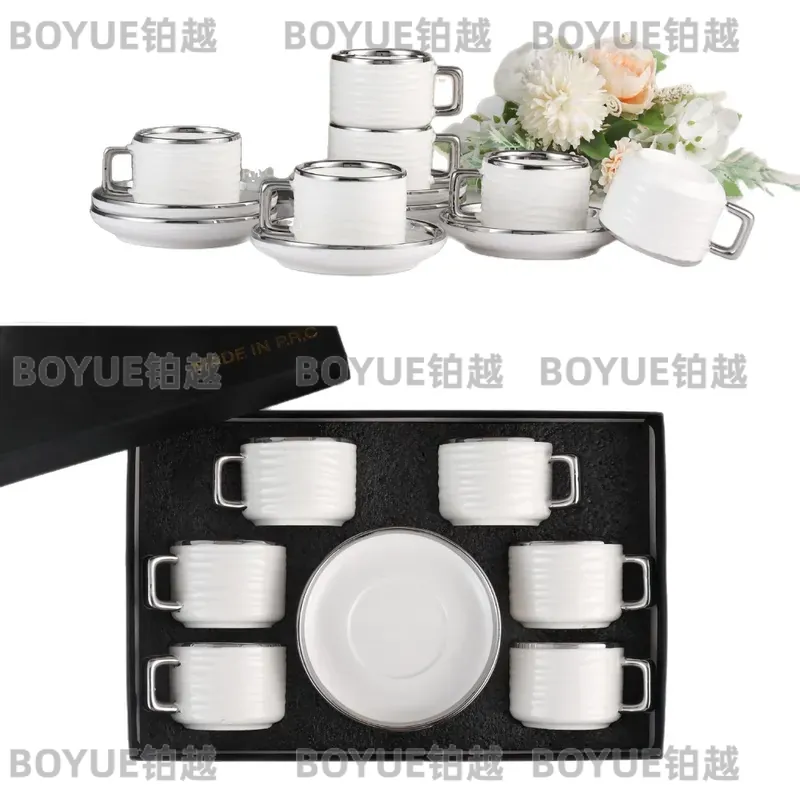 ชุดแก้วกาแฟเซรามิคหรูหราพร้อมจ - Coffee Tea Box บทวิจารณ์และราคา