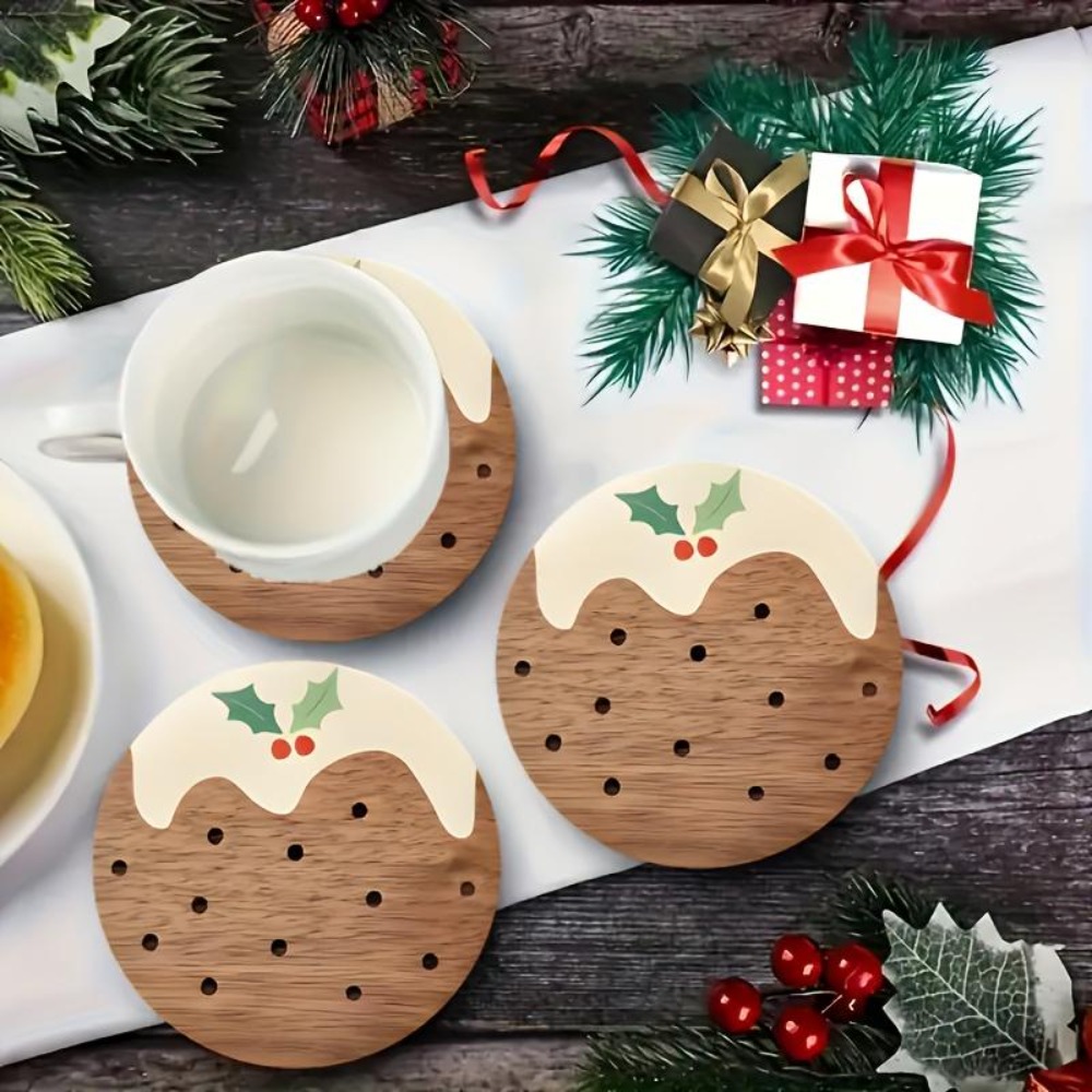 ชุดที่รองแก้วไม้สไตล์พุดดิ้ง ท - Coffee Tea Gift Set บทวิจารณ์และราคา