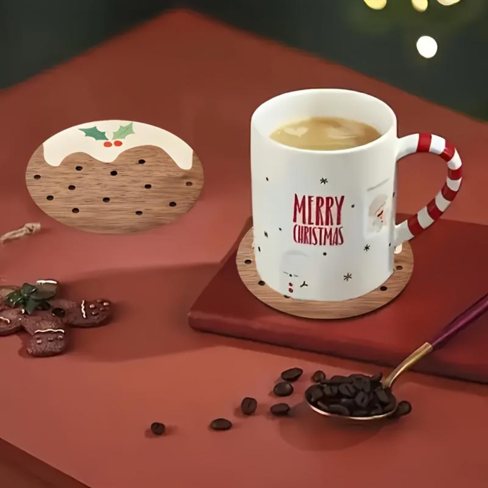 ชุดที่รองแก้วไม้สไตล์พุดดิ้ง ท - Coffee Tea Gift Set บทวิจารณ์และราคา